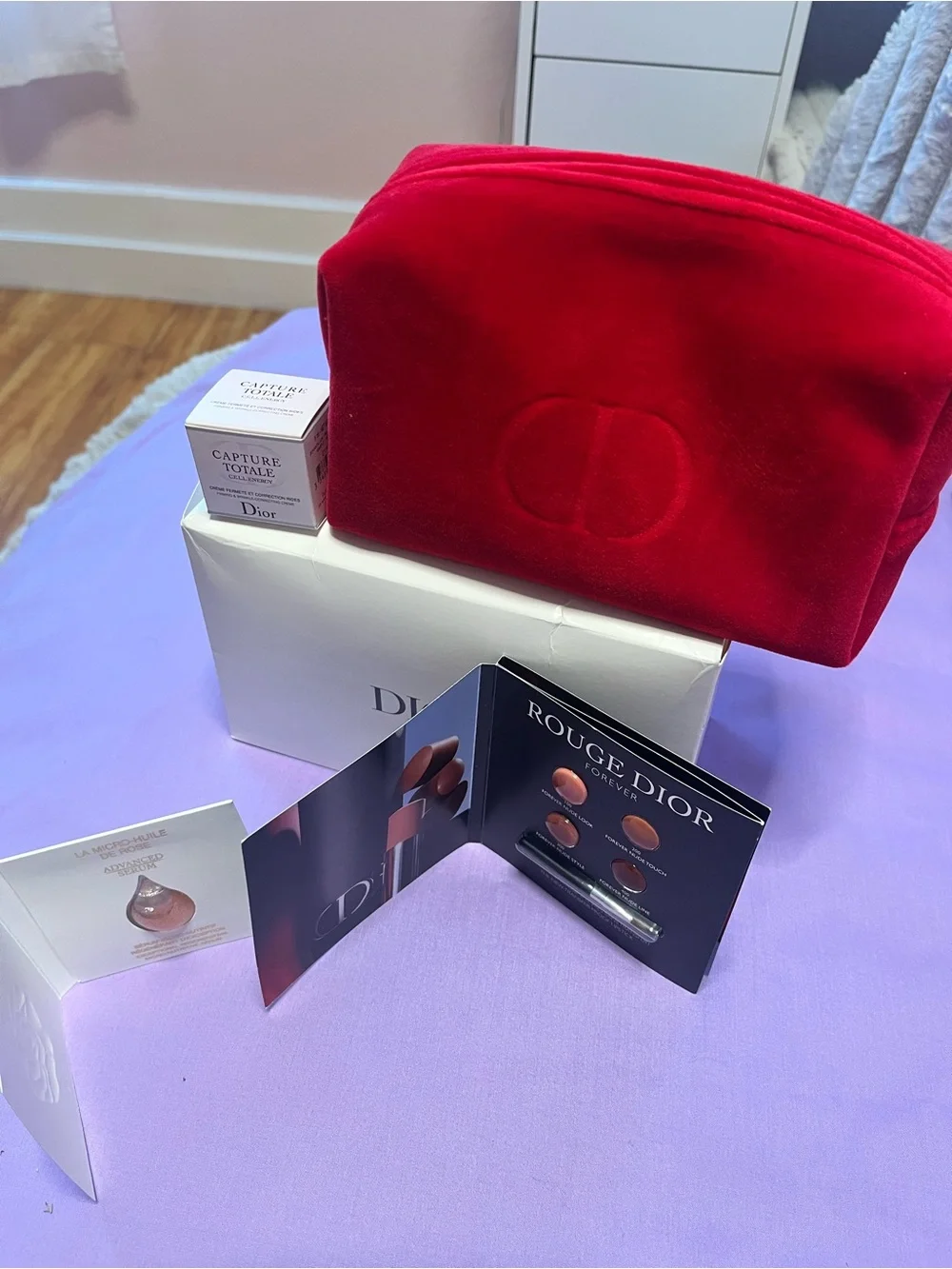 Dior Red Velvet Zip Cosmetic Pouch